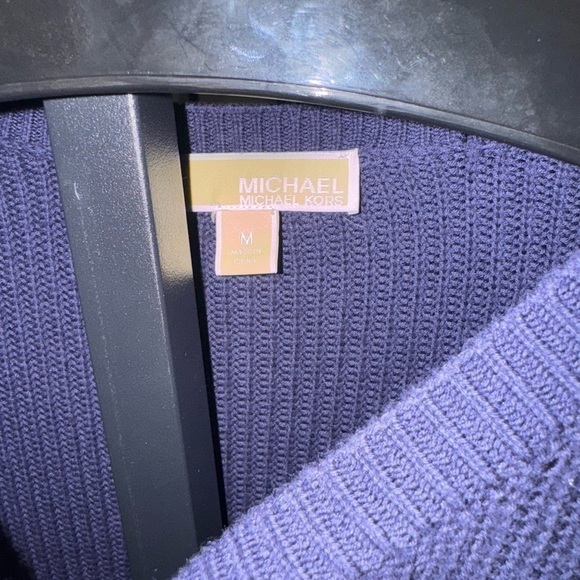 Michael By Michael Kors Purple Tunic Sweater with Side Ties Gold Embellishments - Picture 4 of 6